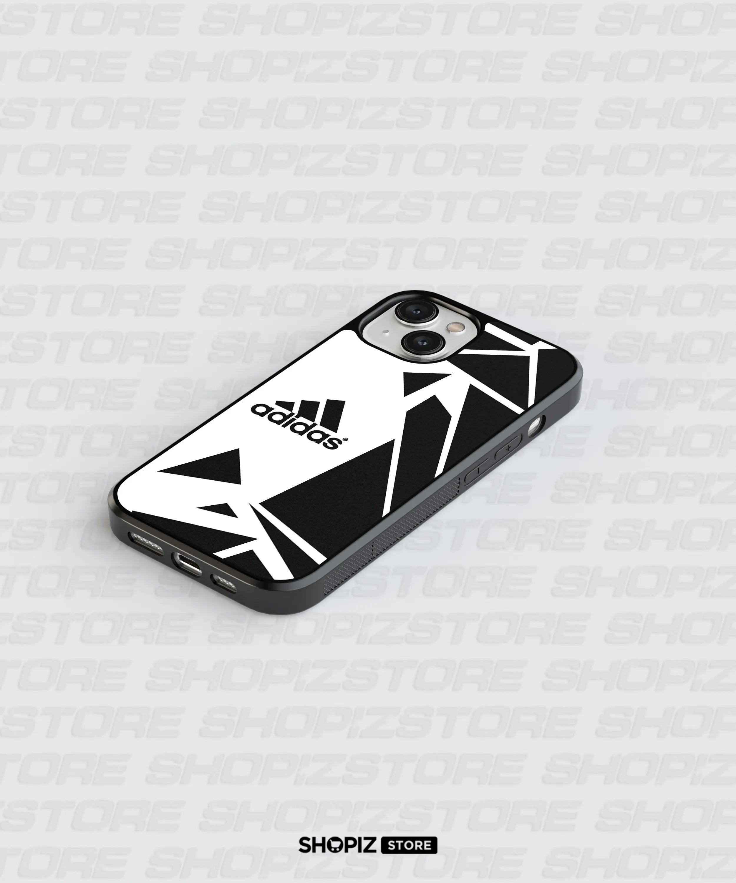 Branded pattern black and white Glass Case
