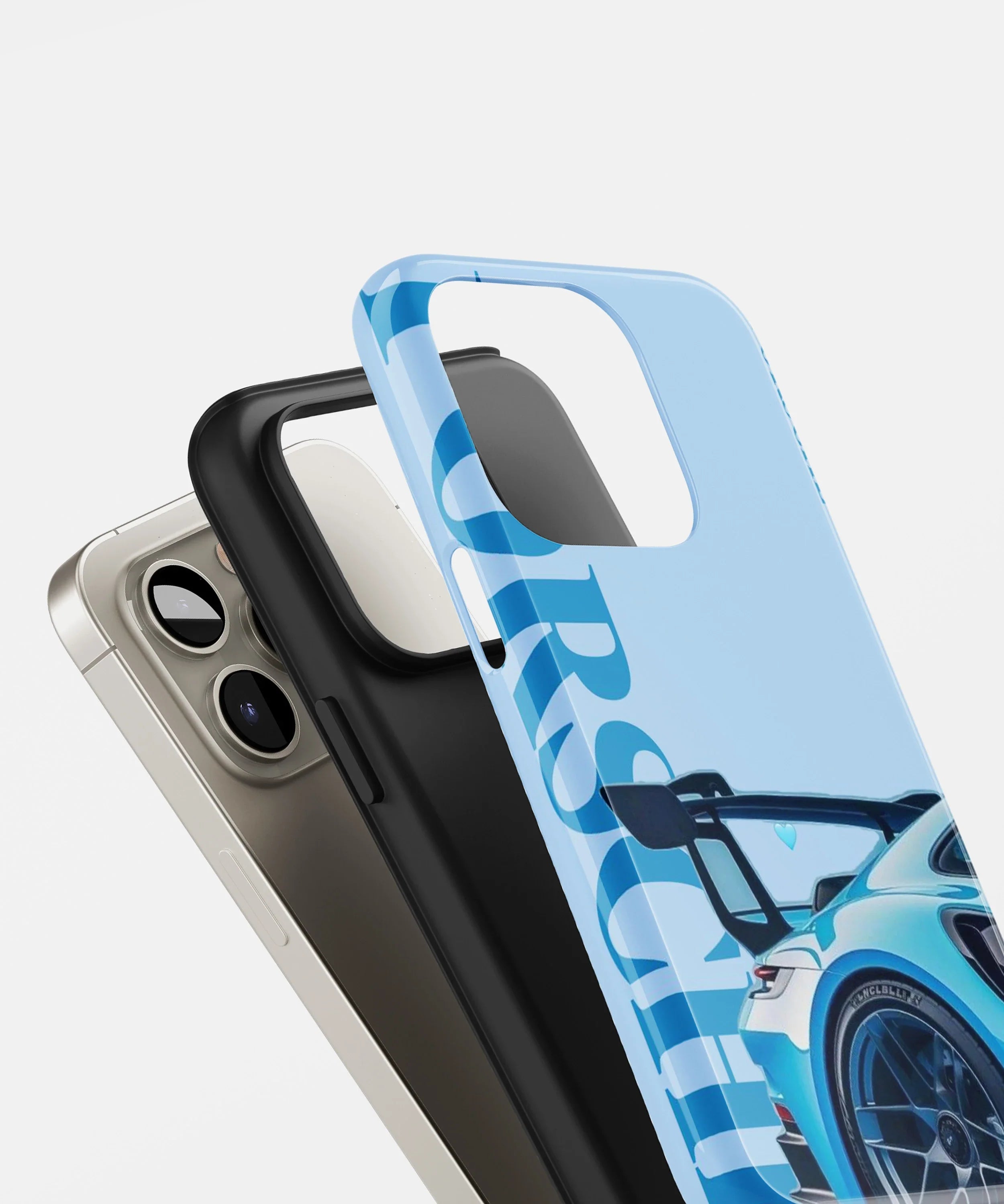 Blue Porsche side profile Glossy Armed Hard Case