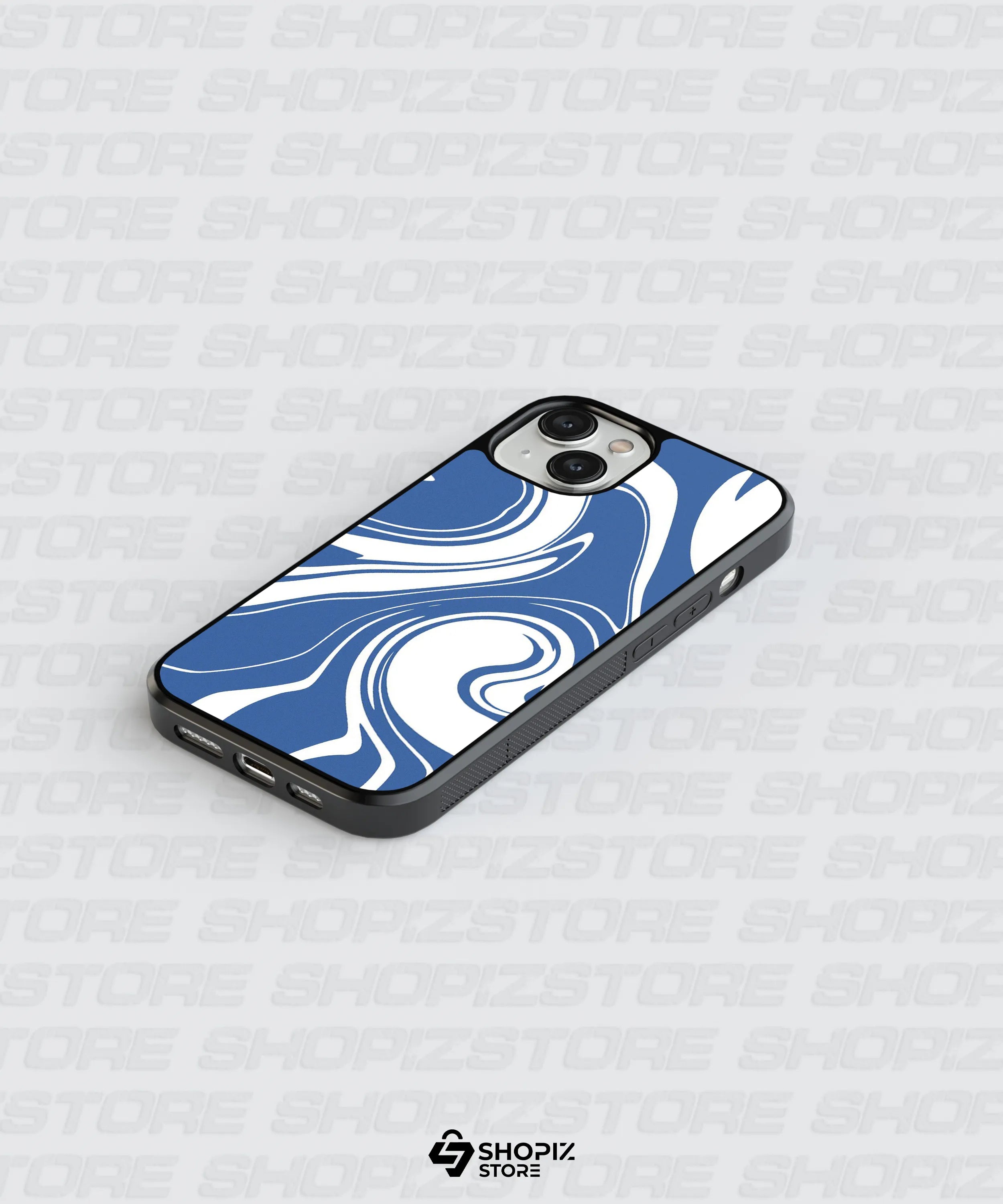 Blue and White Marble Pattern Glass Case