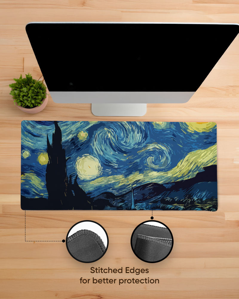 Starry Serenity Edge Guard Desk Mat