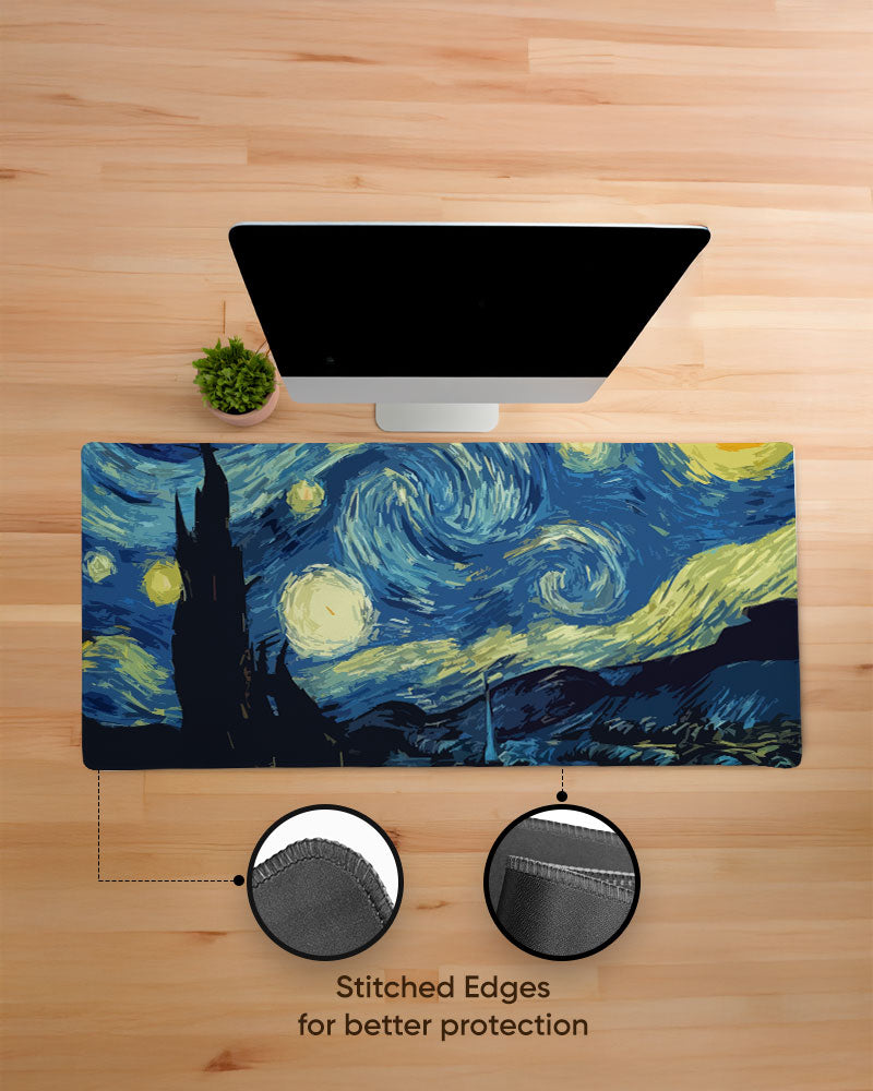 Starry Serenity Edge Guard Desk Mat