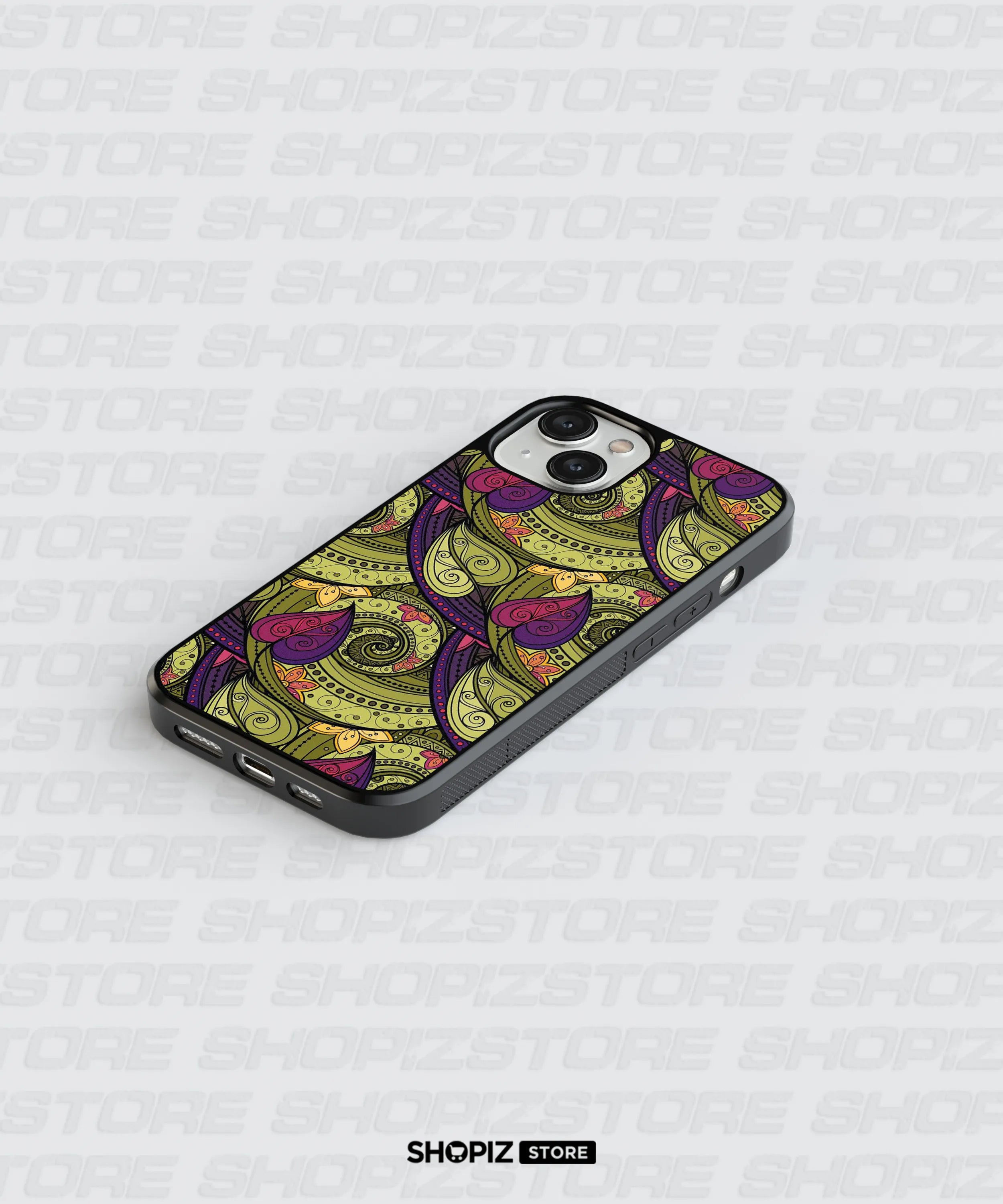 Floral Spiral Pattern Glass Case