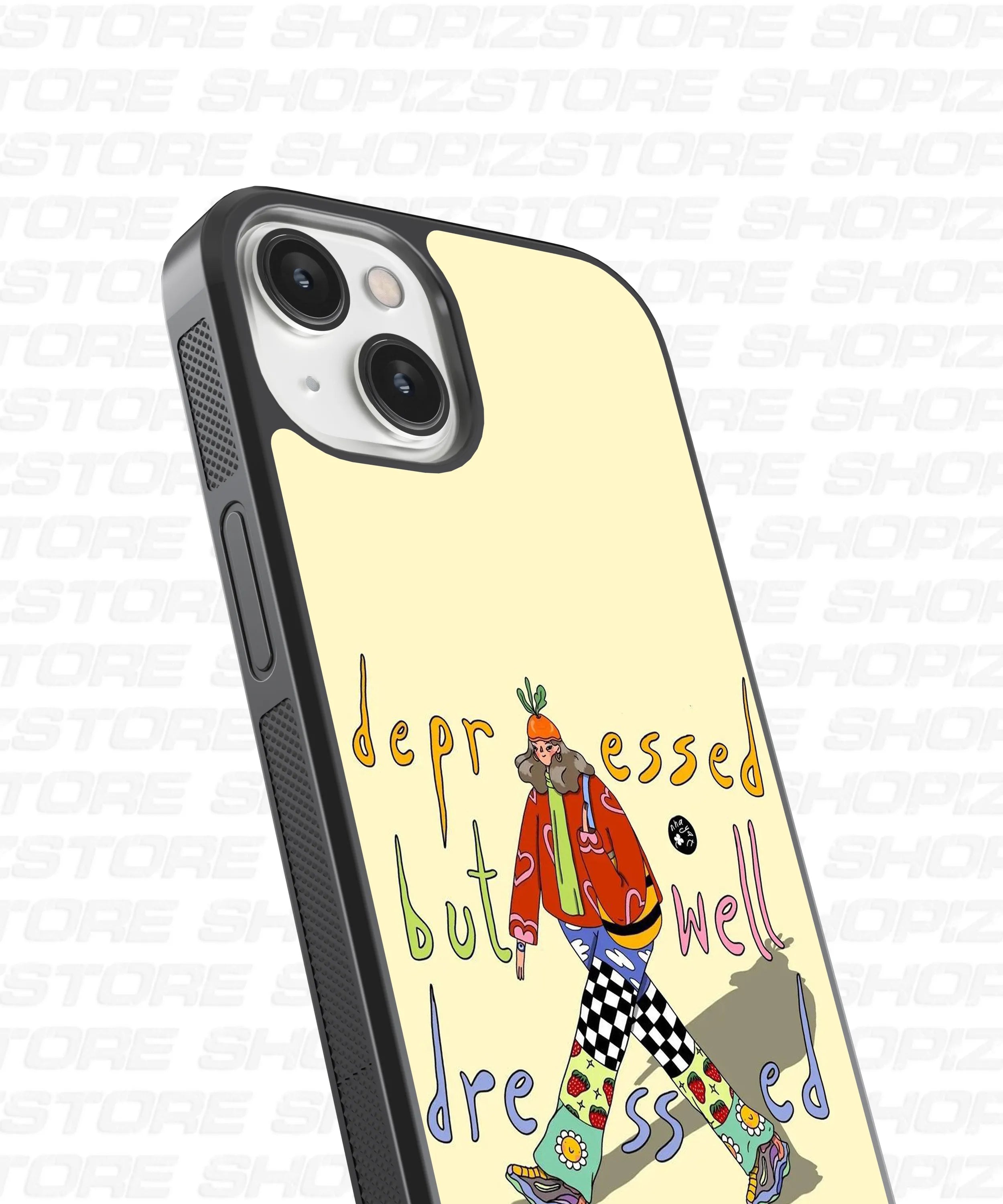 depressed but well dressed Glass Case