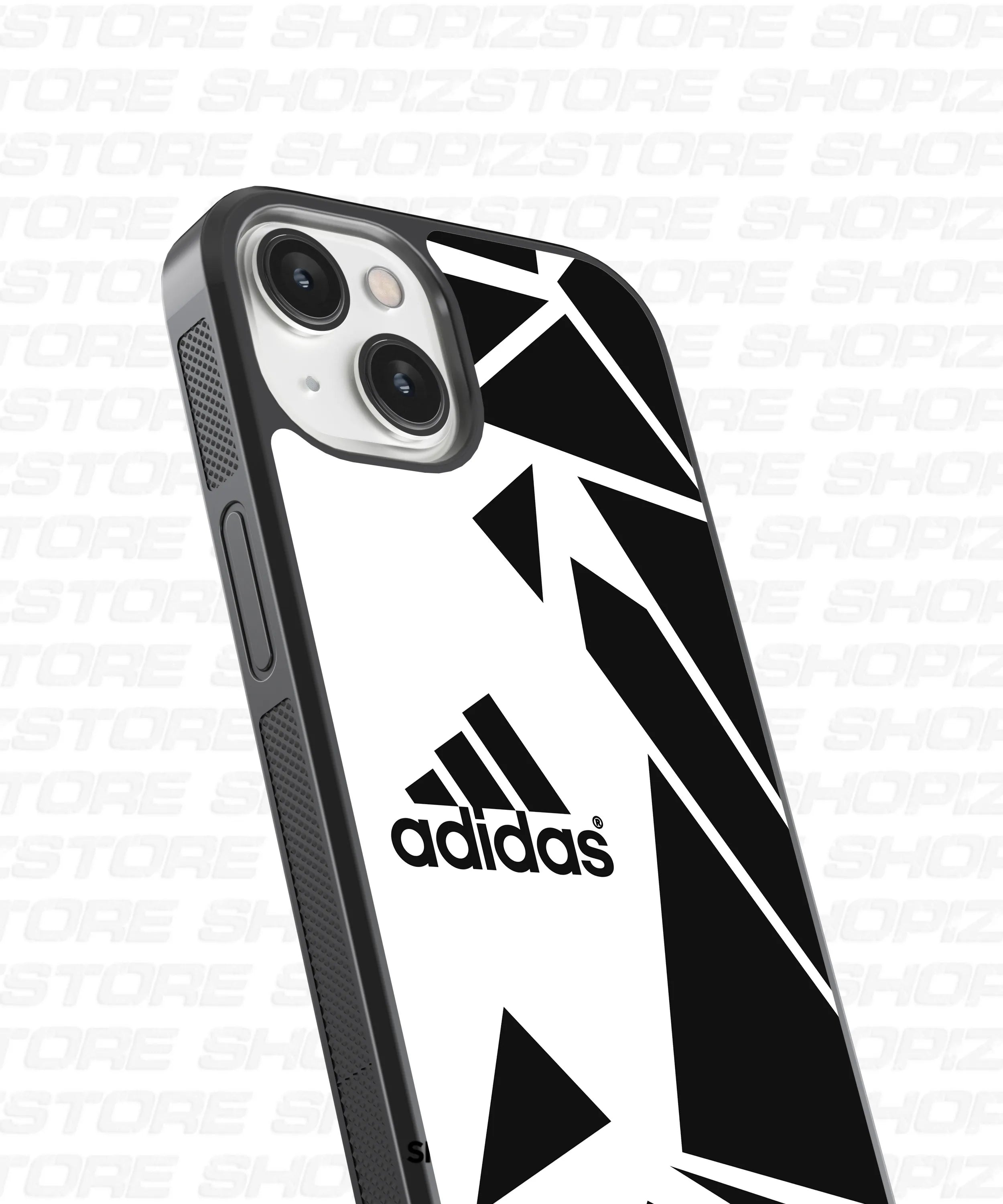 Branded pattern black and white Glass Case