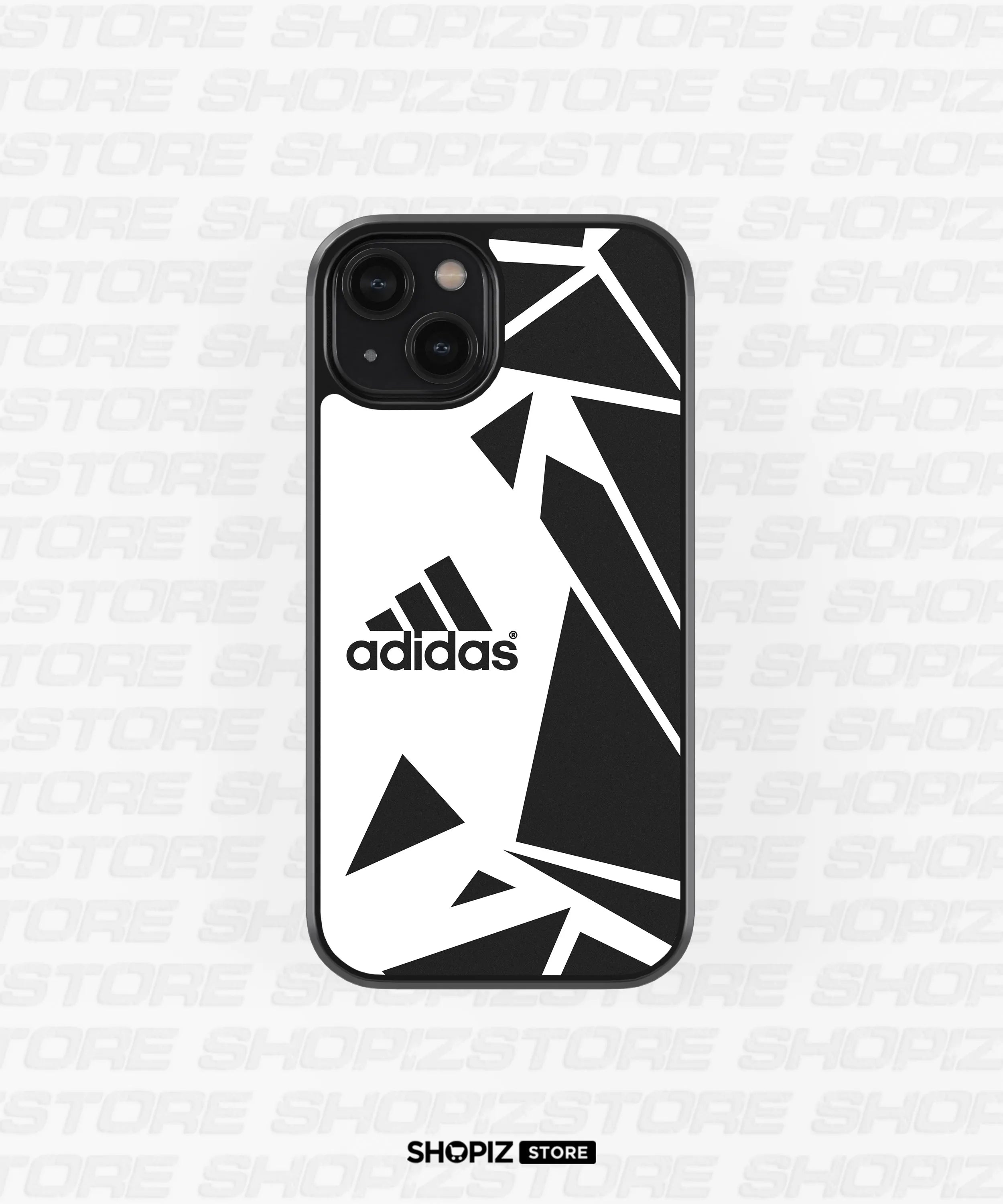Branded pattern black and white Glass Case
