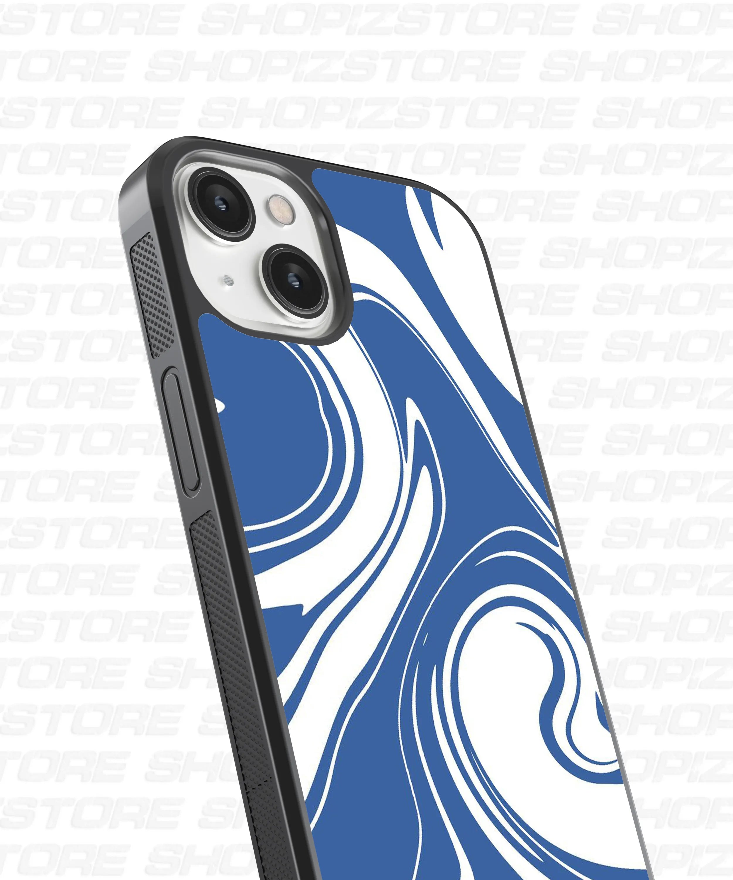 Blue and White Marble Pattern Glass Case