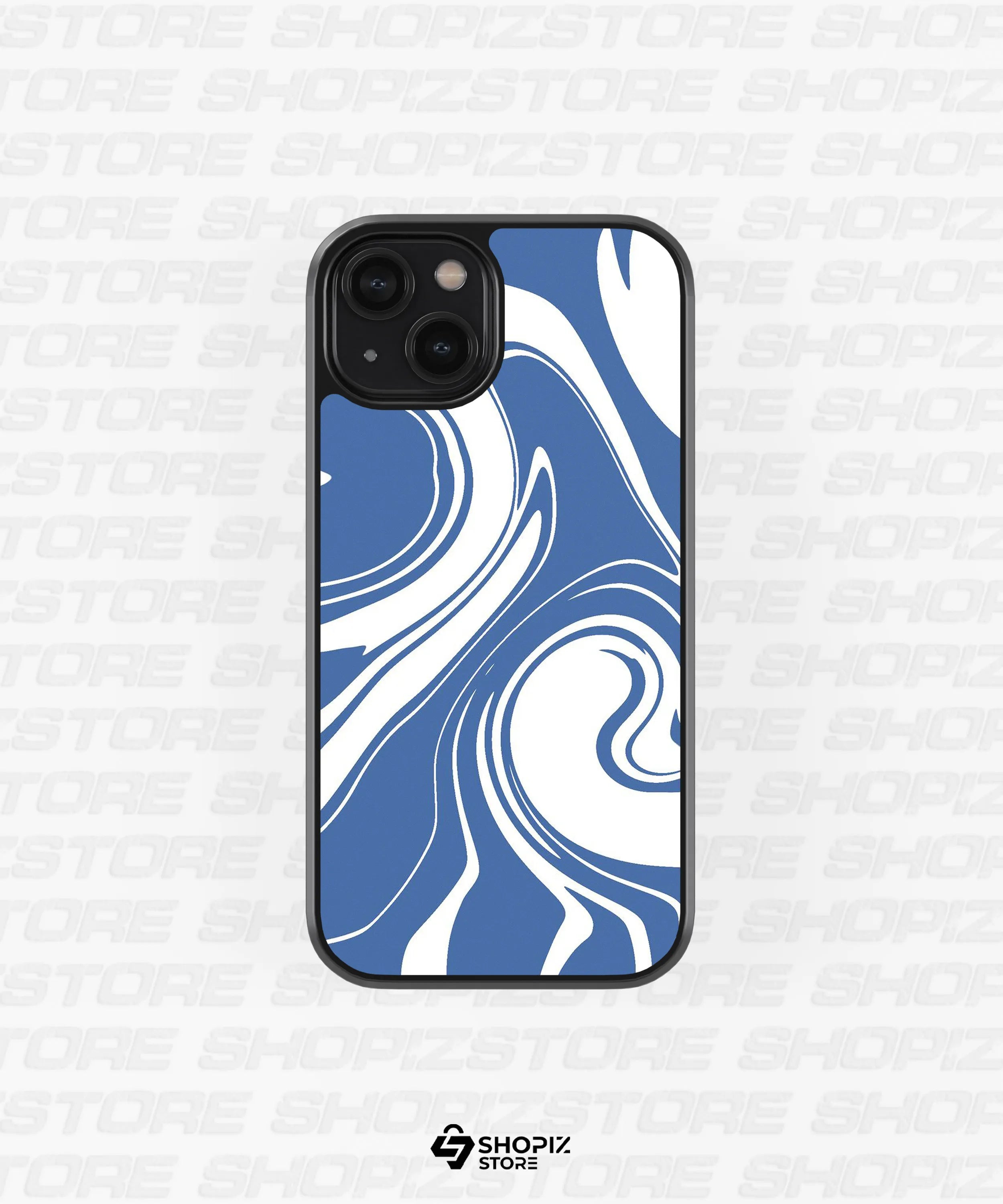 Blue and White Marble Pattern Glass Case