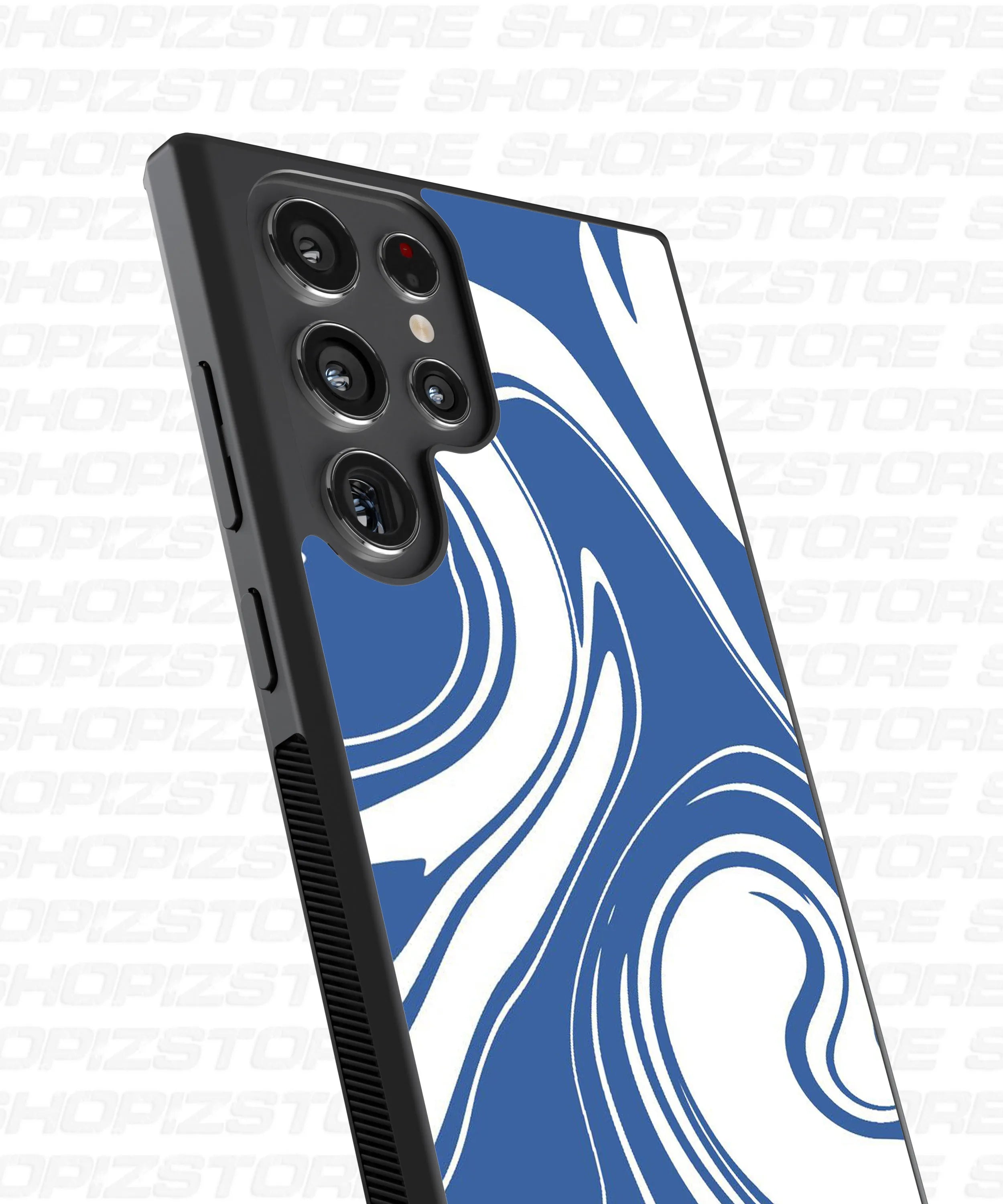 Blue and White Marble Pattern Metal Case