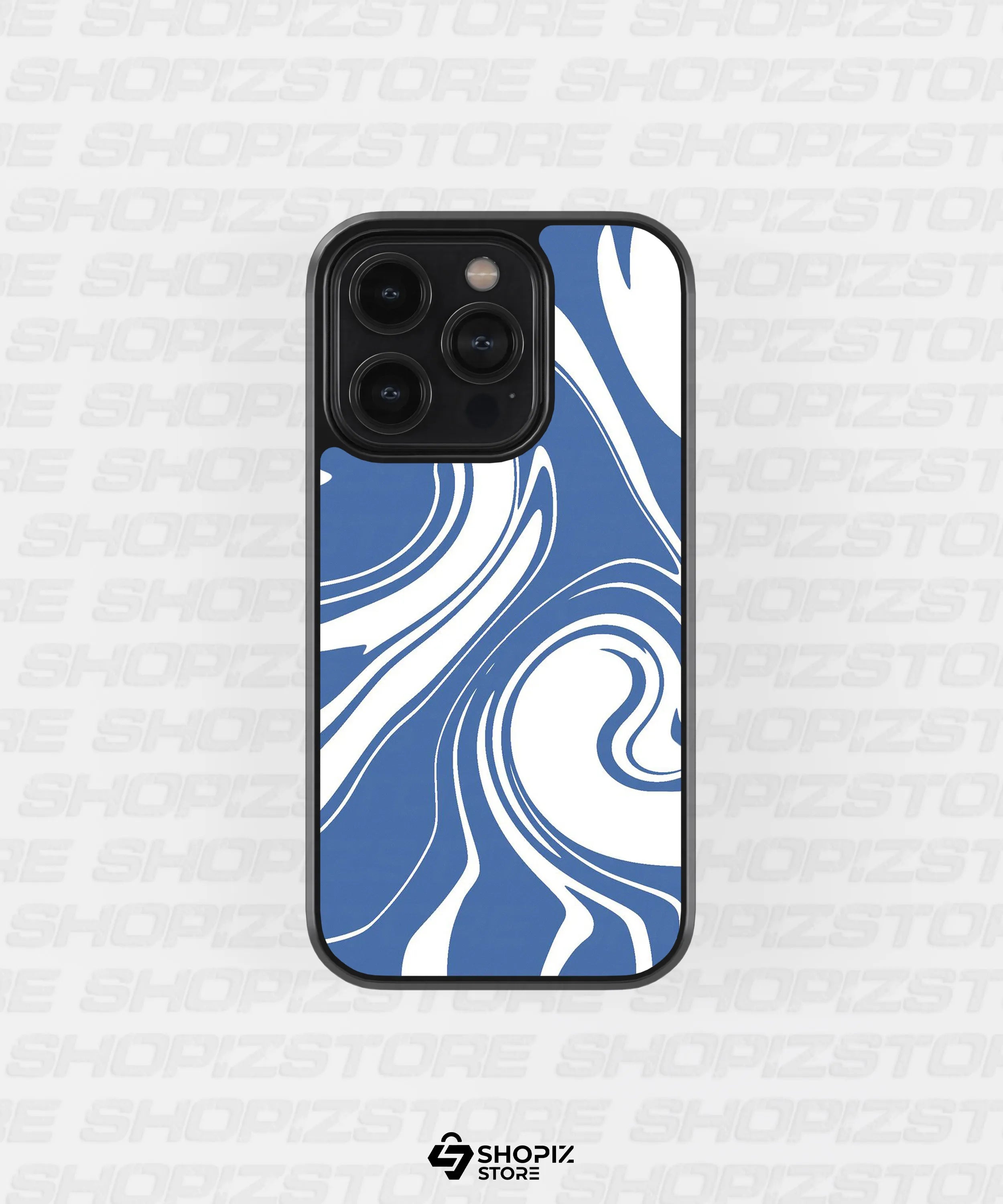 Blue and White Marble Pattern Metal Case