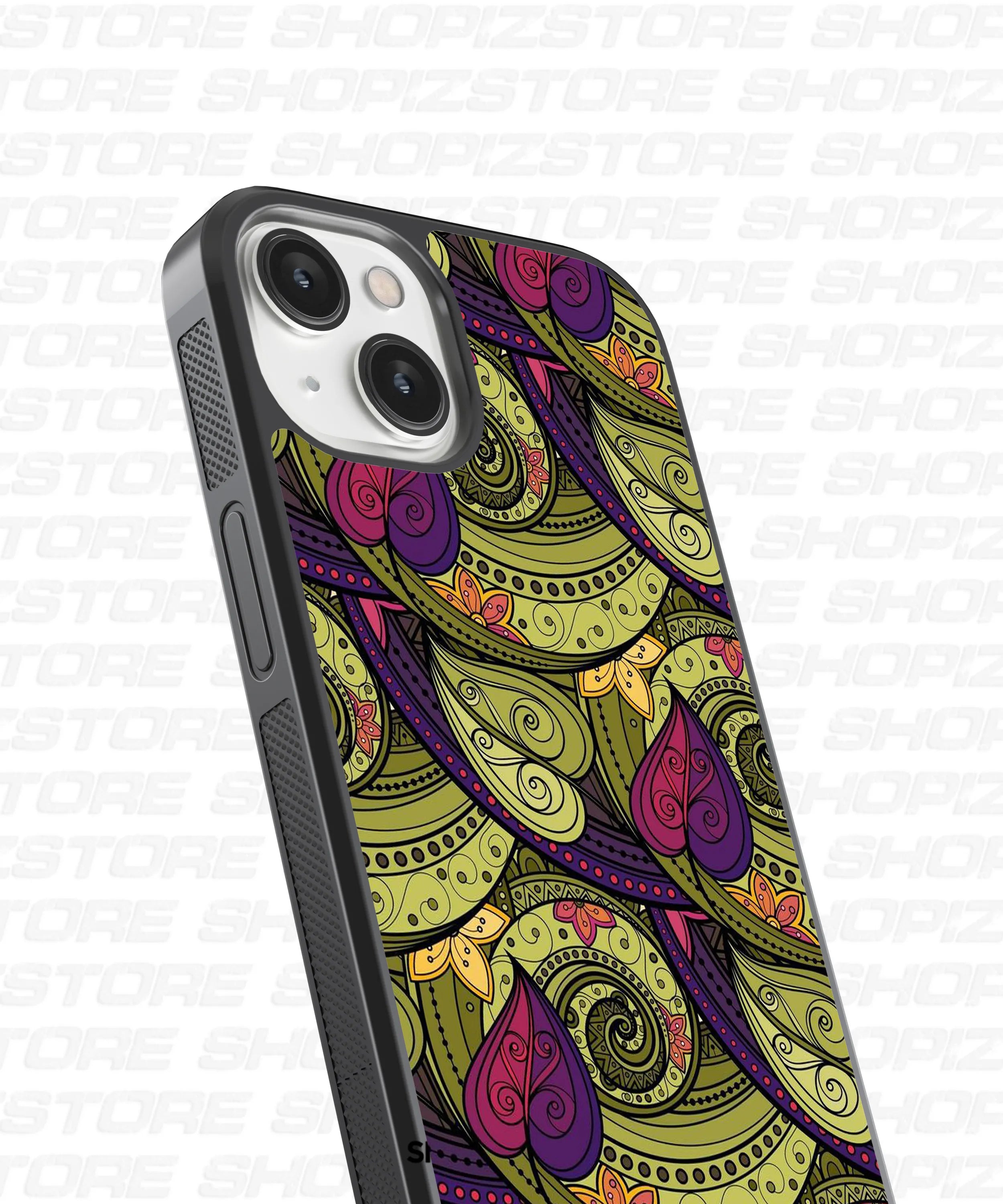 Floral Spiral Pattern Glass Case