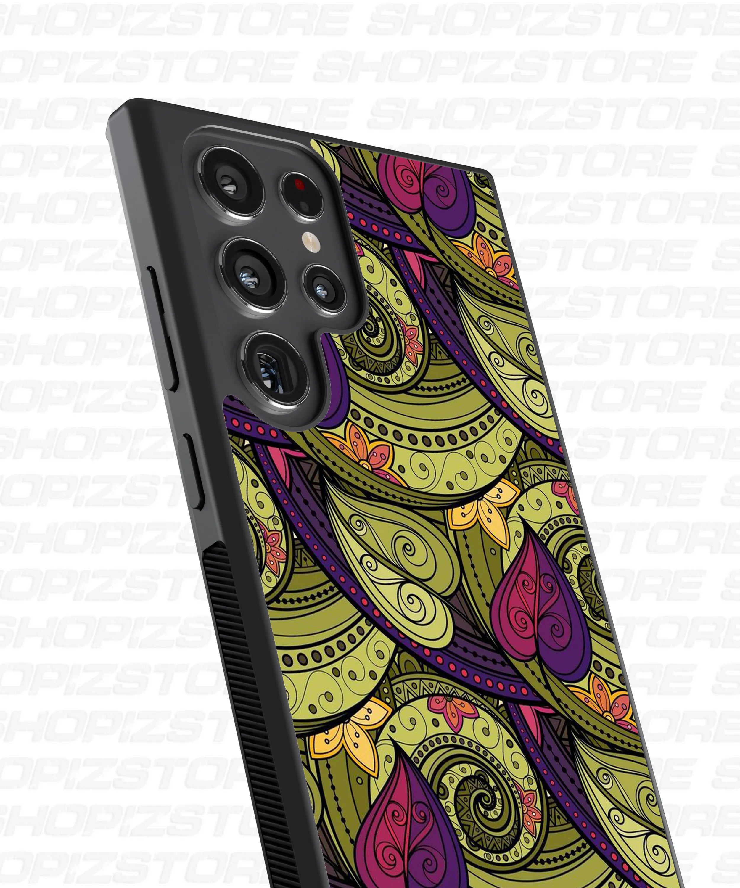 Floral Spiral Pattern Metal Case