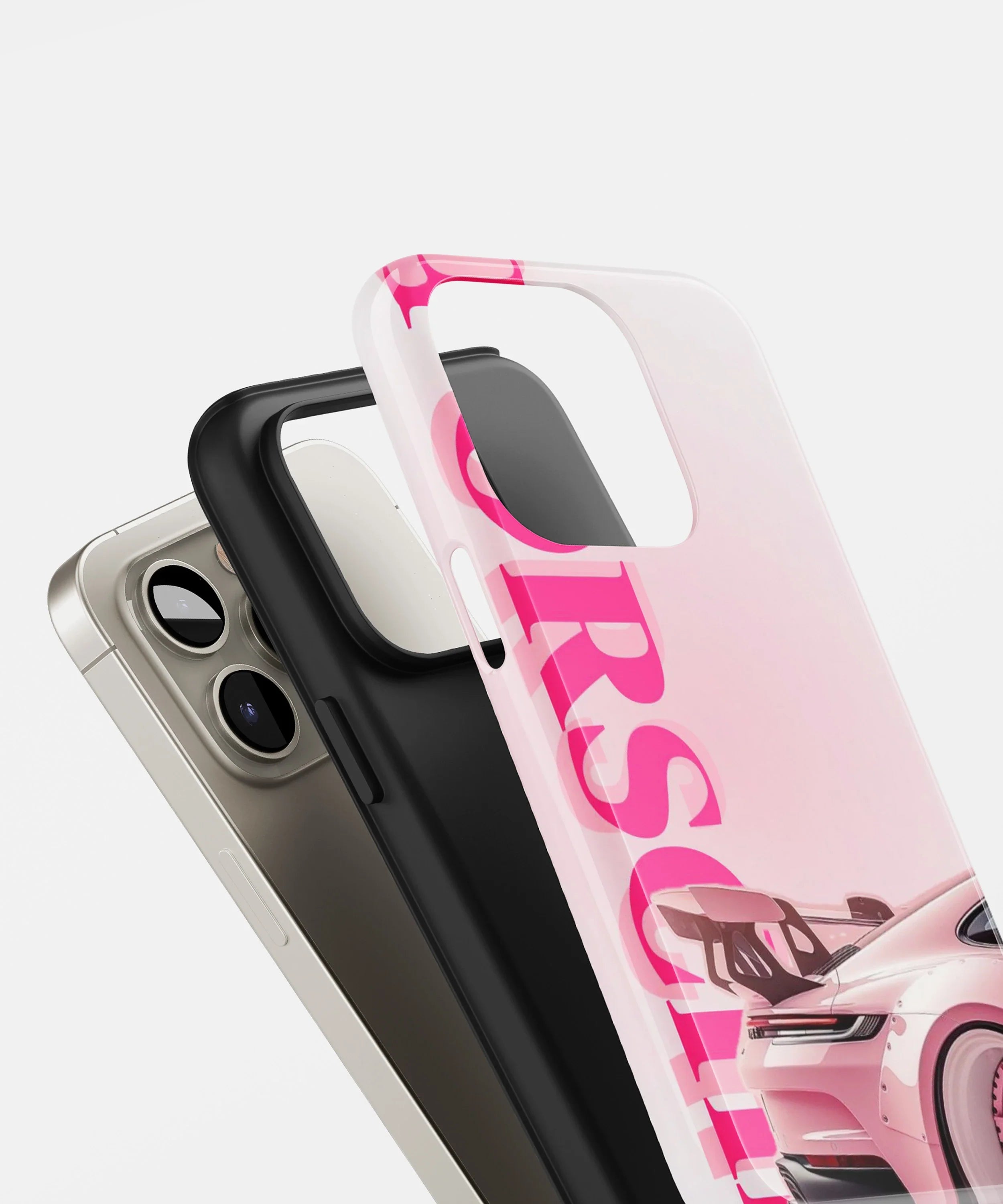 Pink Porsche aesthetic Glossy Armed Hard Case