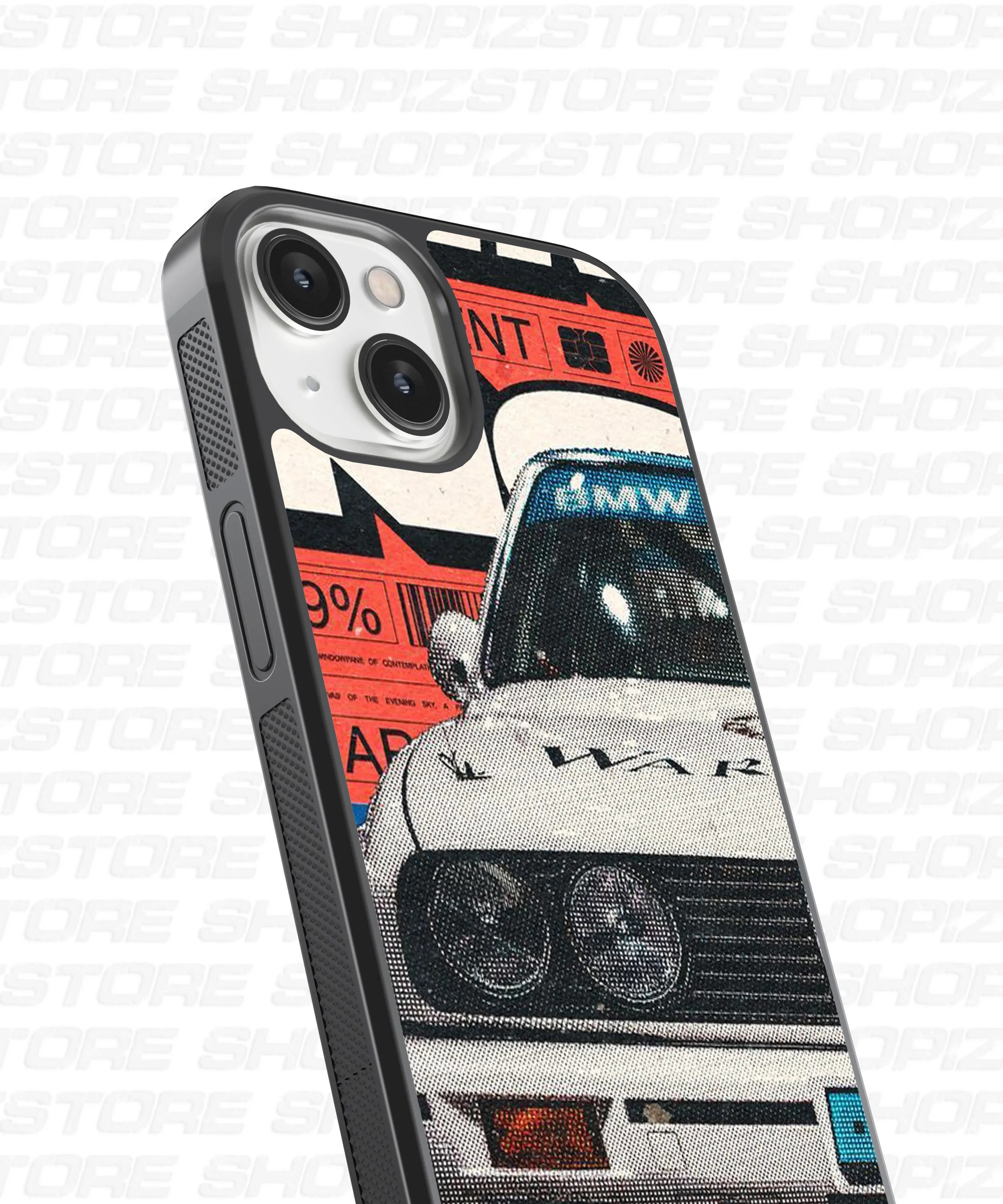 halftone-styled BMW Glass Case